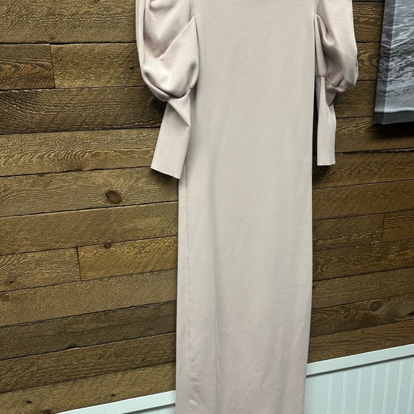 ZARA Puff Sleeve Mock Neck Midi Dress - Picture 4 of 6